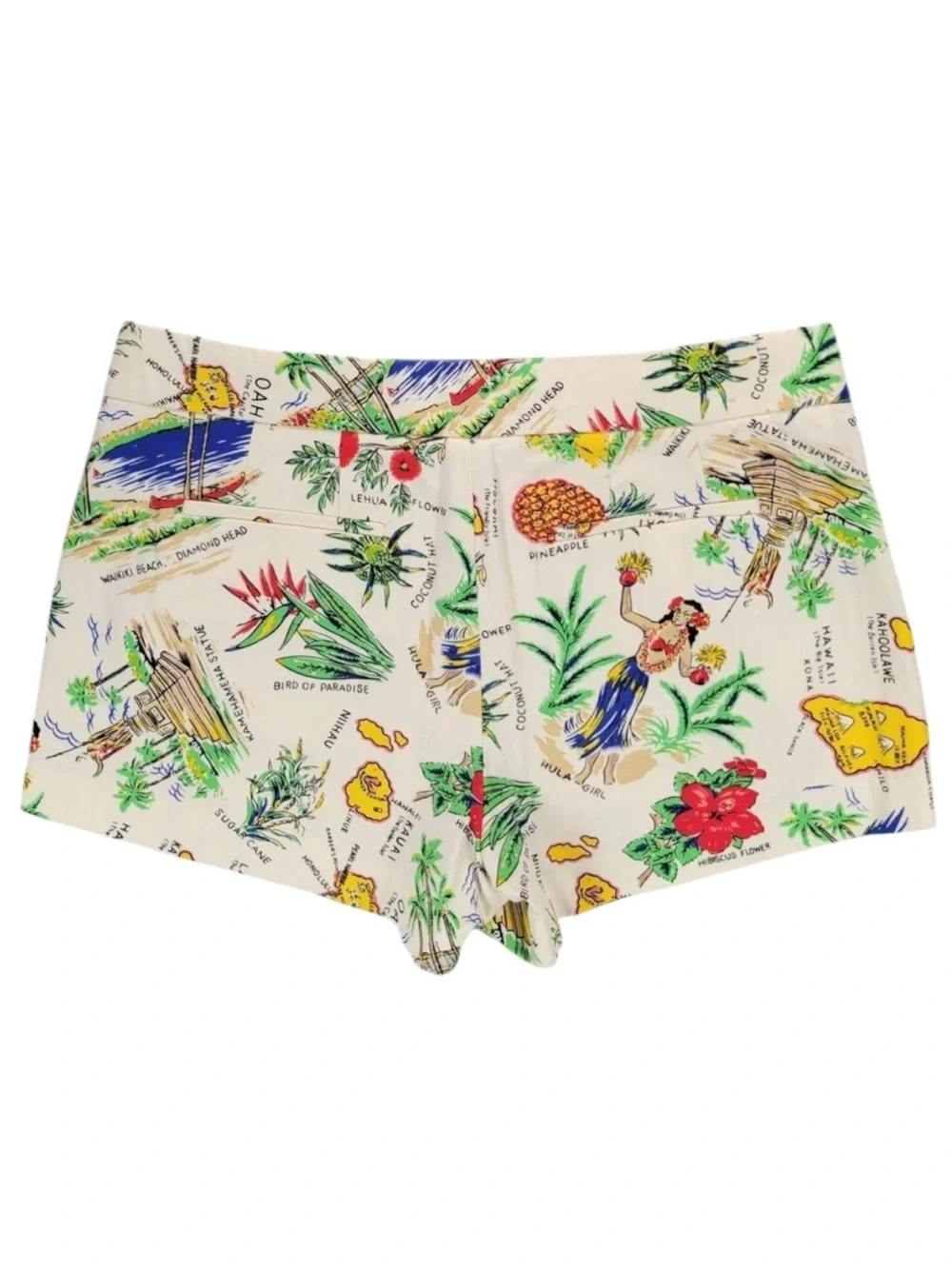 J. CREW Chino City Fit Novelty Hawaiian Map Print Short Shorts Size 8 -- SO CUTE